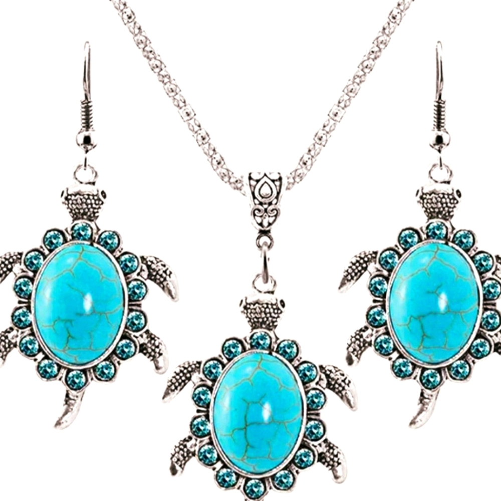 Sterling Silver & Real Turquoise Jewelry Set